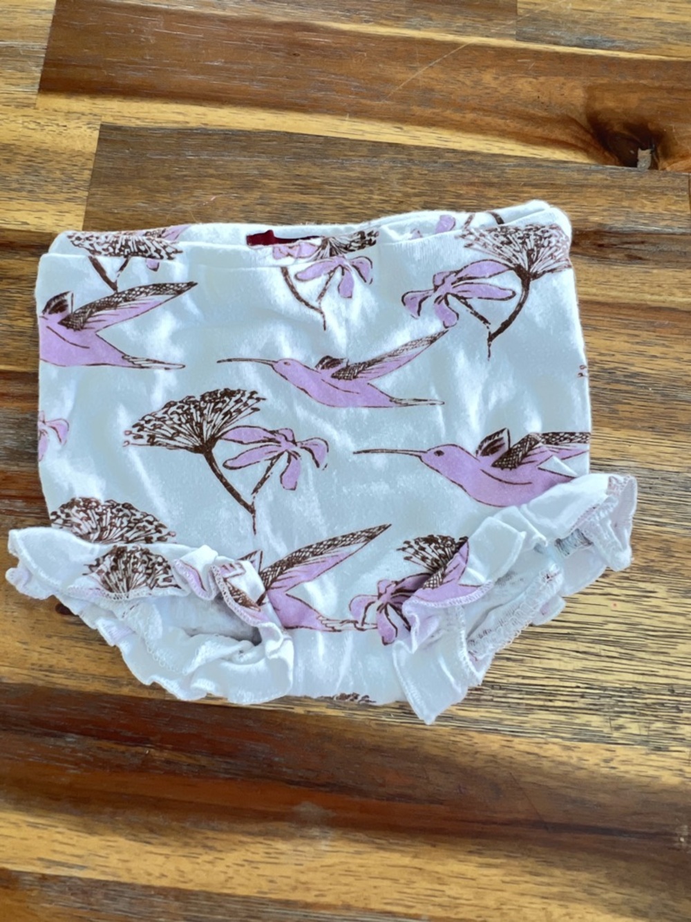 Milkbarn White Diaper Cover with Pink Hummingbird Print